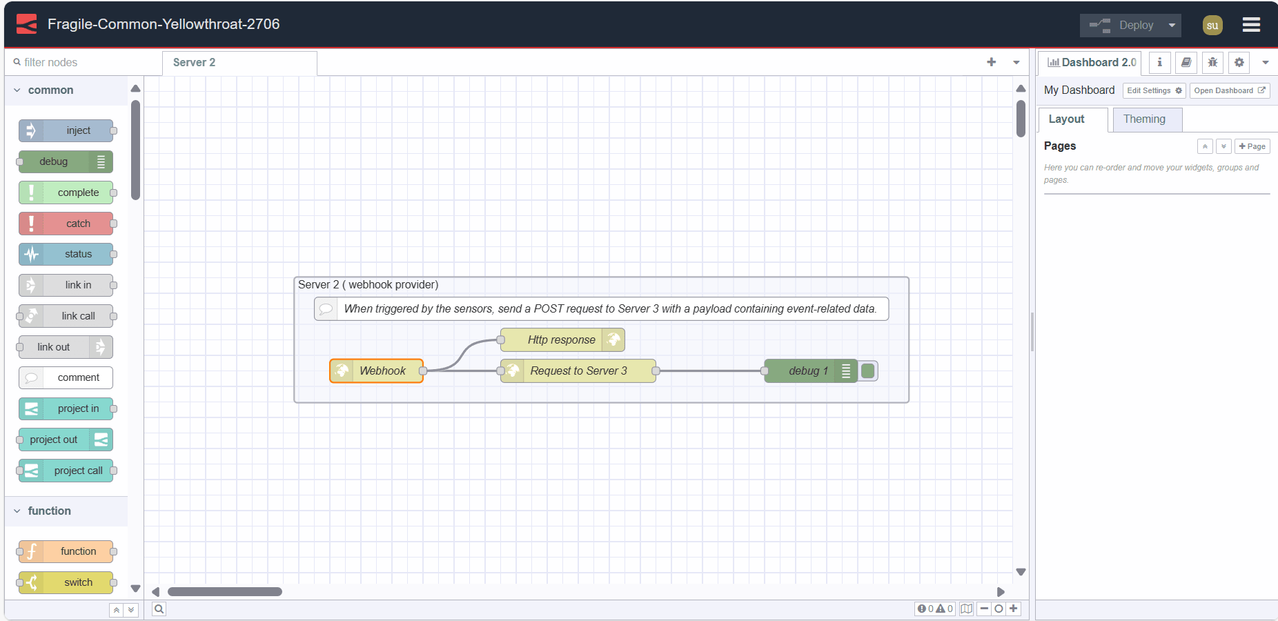 "Screenshot Displaying the flow of server 2"